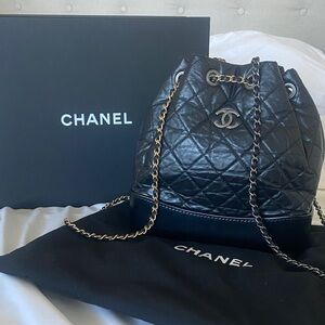 Chanel Gabrielle Black Quilted Bucket Backpack
